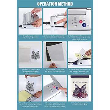 Sacnahe Tattoo Transfer Stencil Machine Copier Printer Thermal Tattoo Kit Copier Printer With 20pcs Tattoo Stencil Transfer Paper, Silver（ Not Wireless）