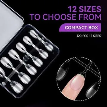 Gelike ec EXTRA Short Almond Nail Tips: 120PCS Soft Gel Tips for Full Cover Gel X Nail Tips Pre Etched - PMMA Resin Clear False Nails 12 Sizes for Girls