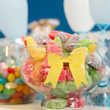 Meseey 50 Pcs 3 Inches Antique White Grosgrain Ribbon Twist Tie Bows Pretied Bows Premade Craft Bows for Treat Bags Gift Wrapping Basket Wedding Baby Shower Brithday Valentine's Day Christmas Party