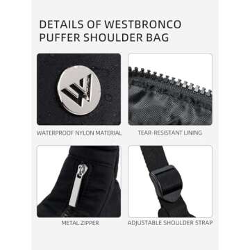 WESTBRONCO Stylish Small Puffer Shoulder Bag for Women