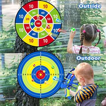 Outdoor Games Toys for 3 4 5 6 7 8 9 10 11 12 Year Old Boys Girls,29" Large Dart Board 20 Sticky Balls Bow and Arrow for Kids Indoor Party Outside Sports Fun Family Game Boy Girl Toy Gifts for Age 3+