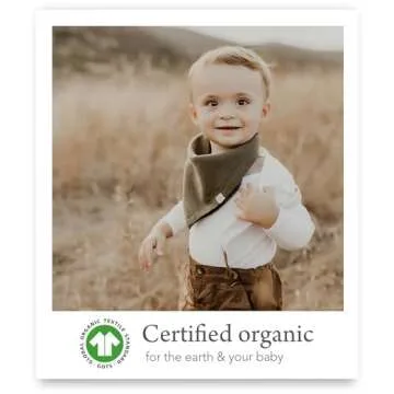 Kishu Baby Indi - Premium GOTS Certified Organic Bandana Scarf Bib, Dual Layer, 4-Way Reversible Muslin Baby Bandana Bibs for Boys or Girls