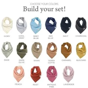 Kishu Baby Indi - Premium GOTS Certified Organic Bandana Scarf Bib, Dual Layer, 4-Way Reversible Muslin Baby Bandana Bibs for Boys or Girls