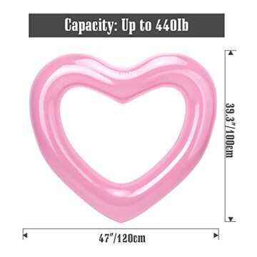MoKo Inflatable Pool Floats for Adults, Clearance Bachelorette Party Decorations Heart Shaped Swim Ring Summer Swimming Tube Water Fun Beach Wedding Pool Toys Swimming Circle, Rose Gold