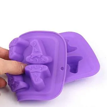 4Pcs/Set Halloween Chocolate Candy Molds, Halloween Bat Pumpkin Witch Hat Ghost Skull Silicone Jello Fat Bomb Molds, Mini Soap Wax Crayon Melt Mould Ice Cube Trays Halloween Party Favor Supplies