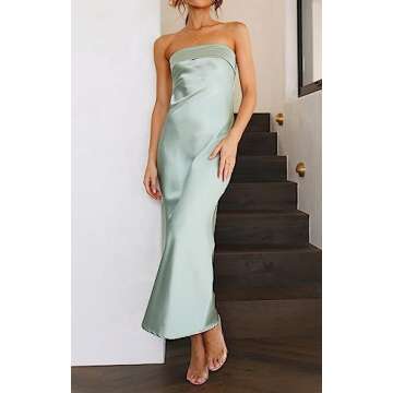 Strapless Satin Tube Bodycon Dress for Elegant Occasions