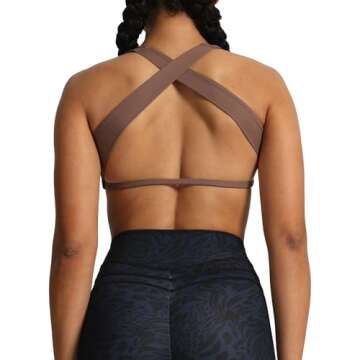 Aoxjox Women's Workout Sports Bras Square Neck Emma Cross Back Fitness Padded Training Gym Bra Yoga ...