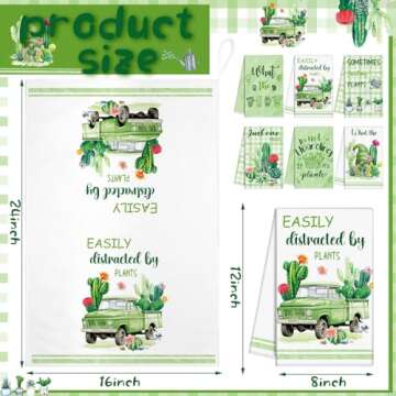 VitalCozy 6 Pcs Spring Lavender Kitchen Towel Set Funny Housewife Farmhouse Rustic Bath Hand Towel for Spring Holiday Bathroom Gift, 24 x 16 Inches(Green,Cactus)