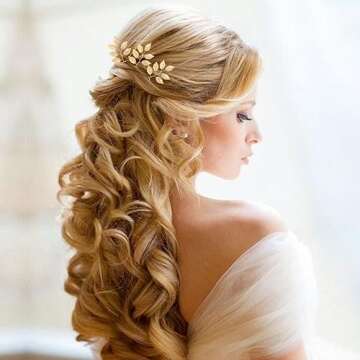 inSowni 12 Pieces Decorative Bridal Wedding Party Prom U-Shaped Gold Metal Eucalyptus Leaf Hair Pins Headpieces Hair Accessories for Brides Bridesmaids Women Girls