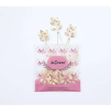 inSowni 12 Pieces Decorative Bridal Wedding Party Prom U-Shaped Gold Metal Eucalyptus Leaf Hair Pins Headpieces Hair Accessories for Brides Bridesmaids Women Girls