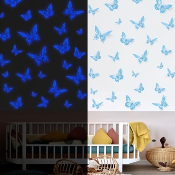 SAOROPEB Glow in The Dark 3D Butterfly Stickers - 24 Pcs in 3 Sizes for Kids Rooms