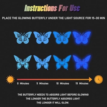 Glow in The Dark 3D Butterfly Stickers - 24 Pcs