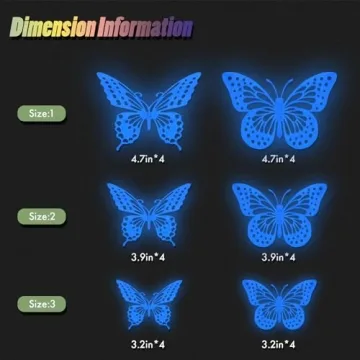 Glow in The Dark 3D Butterfly Stickers - 24 Pcs