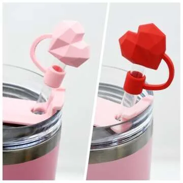 Meitesti Straw Cover Cap for Stanley Cup, Heart-shaped Straw Topper Compatible with 30&40 Oz Tumbler...
