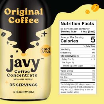 Javy Original & Decaf Coffee Concentrate - Cold Brew Coffee, Perfect for Instant Iced Coffee, Cold Brewed Coffee and Hot Coffee, 35 Servings