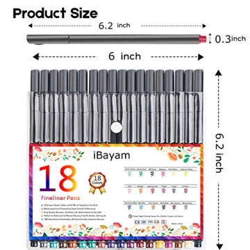 iBayam Colored Pens for Bullet Journaling - 18-Pack