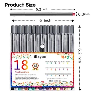 iBayam Colored Pens for Bullet Journaling - 18-Pack