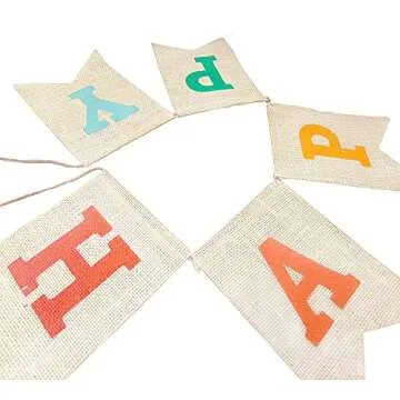 Colorful Happy Birthday Burlap Banner, Assembled Durable Happy Birthday Sign Birthday Party Decorations for Women Girl