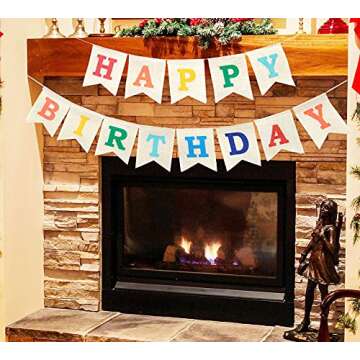Colorful Happy Birthday Burlap Banner, Assembled Durable Happy Birthday Sign Birthday Party Decorations for Women Girl