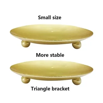 Gold Iron Plate Candle Holders for Elegant Home Decor 2-Pack