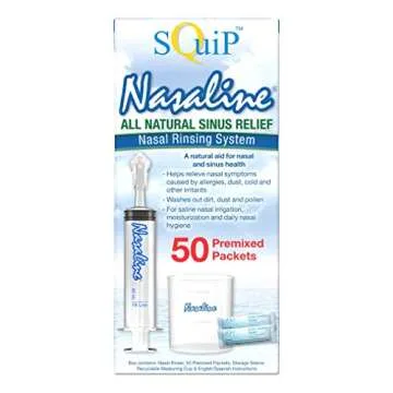 Squip Nasaline Nasal Rinsing Kit with 50 Premixed Saline Packets - Ultimate Comfort Solution!