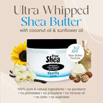 True Shea - Moisturizing African Whipped Shea Butter, Vanilla, All-Natural Skincare Must-Have, Made ...