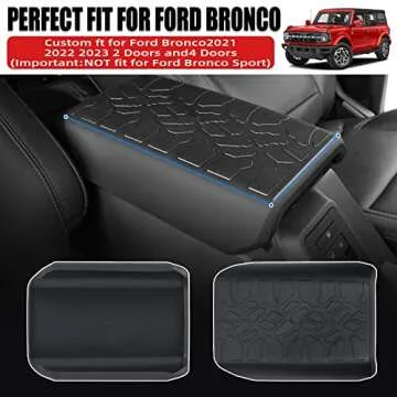LINKCRO Center Console Armrest Cover for Ford Bronco 2021-2024，TPE & Waterproof Armrest Pad Cover Prevent Pets Scratches Pad Interior Arm Rest Covering
