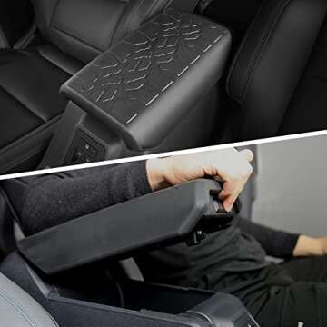 LINKCRO Center Console Armrest Cover for Ford Bronco 2021-2024，TPE & Waterproof Armrest Pad Cover Prevent Pets Scratches Pad Interior Arm Rest Covering