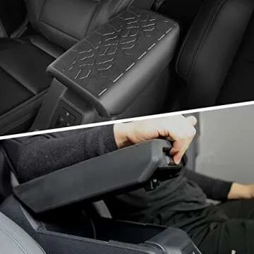 LINKCRO Center Console Armrest Cover for Ford Bronco 2021-2024，TPE & Waterproof Armrest Pad Cover Prevent Pets Scratches Pad Interior Arm Rest Covering