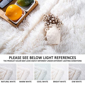 YUSOKI Cream White Faux Fur Throw Blanket - Cozy Plush Luxury