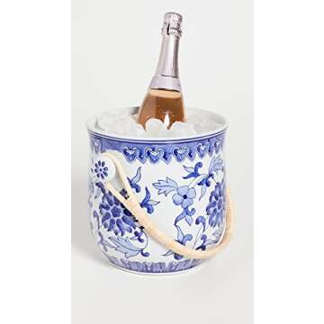 Two's Company Inc Canton Collection Wine Bucket, White, One Size