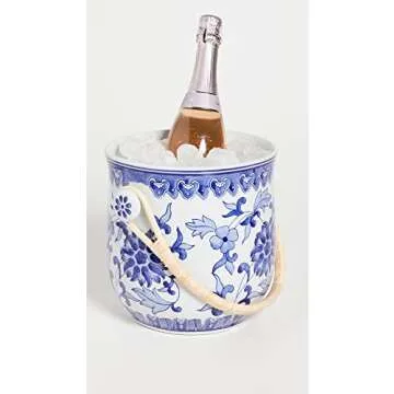 Two's Company Inc Canton Collection Wine Bucket, White, One Size