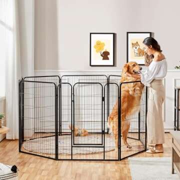 Yaheetech Dog Playpen Outdoor 40 inch 8 Panels Indoor Dog Fence Metal Dog Pen Heavy Duty Pet Puppy E...