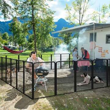Yaheetech Dog Playpen Outdoor 40 inch 8 Panels Indoor Dog Fence Metal Dog Pen Heavy Duty Pet Puppy Exercise Pen for RV Camping Garden Yard