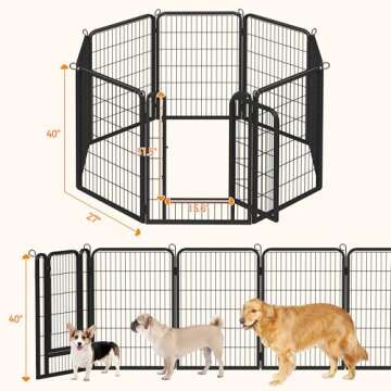 Yaheetech Dog Playpen Outdoor 40 inch 8 Panels Indoor Dog Fence Metal Dog Pen Heavy Duty Pet Puppy Exercise Pen for RV Camping Garden Yard