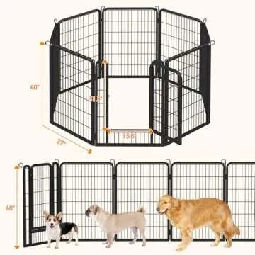 Yaheetech Dog Playpen Outdoor 40 inch 8 Panels Indoor Dog Fence Metal Dog Pen Heavy Duty Pet Puppy Exercise Pen for RV Camping Garden Yard