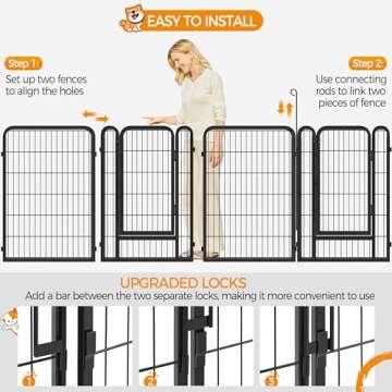 Yaheetech Dog Playpen Outdoor 40 inch 8 Panels Indoor Dog Fence Metal Dog Pen Heavy Duty Pet Puppy Exercise Pen for RV Camping Garden Yard