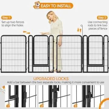 Yaheetech Dog Playpen Outdoor 40 inch 8 Panels Indoor Dog Fence Metal Dog Pen Heavy Duty Pet Puppy Exercise Pen for RV Camping Garden Yard