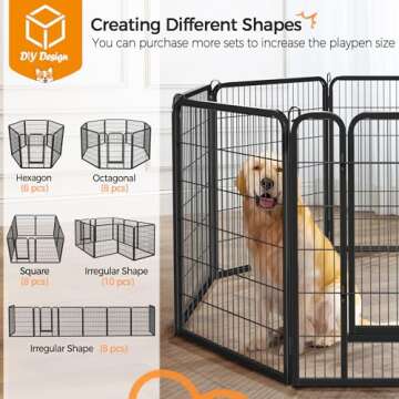 Yaheetech Dog Playpen Outdoor 40 inch 8 Panels Indoor Dog Fence Metal Dog Pen Heavy Duty Pet Puppy Exercise Pen for RV Camping Garden Yard