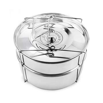 Stackable Steamer Insert Pans - 6 Qt Pressure Cooker Accessories - Instant Pot Steamer Basket - Instant Pot Insert Pans, Pot in Pot for Instant Pot with Sling - Stackable Pans - Instapot Accessories
