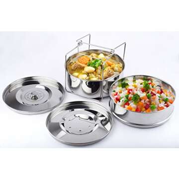 Stackable Steamer Insert Pans - 6 Qt Pressure Cooker Accessories - Instant Pot Steamer Basket - Instant Pot Insert Pans, Pot in Pot for Instant Pot with Sling - Stackable Pans - Instapot Accessories