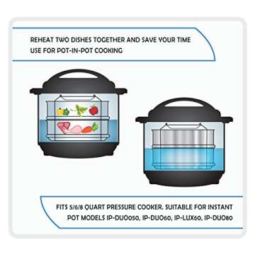 Stackable Steamer Insert Pans - 6 Qt Pressure Cooker Accessories - Instant Pot Steamer Basket - Instant Pot Insert Pans, Pot in Pot for Instant Pot with Sling - Stackable Pans - Instapot Accessories