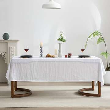 EVERLY 100% Pure Linen Rectangle Tablecloths for Dining, Events, Weddings & More - White, 60x84 Inch...