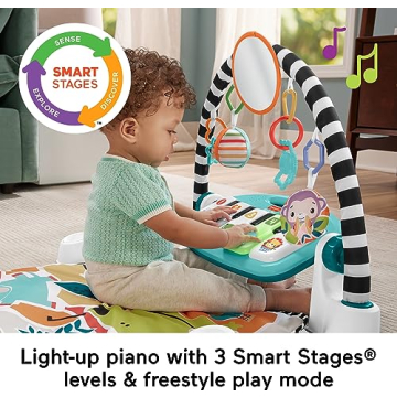 Fisher-Price Kick Play Piano Gym Blue Playmat Musical Toy