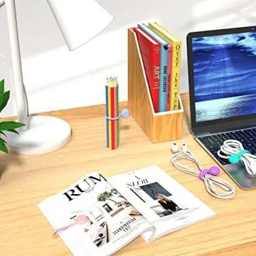 Magnetic Cable Ties 10 PCS Reusable Cable Organizers Earbuds Cords USB Cable Manager Keeper Wrap Ties Straps Bookmark Clips Whiteboard Noticeboard Fridge Magnets for Office, School, Home Organization