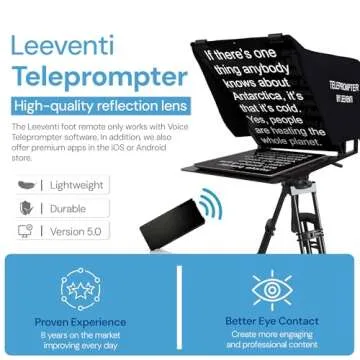 Leeventi Teleprompter 4.0 12" Compatible with iPad, Tablet, Smartphone and DSLR Camera, Remote or Ap...