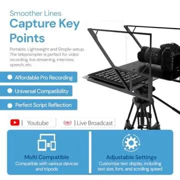 Leeventi Teleprompter 4.0 12" Compatible with iPad, Tablet, Smartphone and DSLR Camera, Remote or App Control, Compatible with Android and iOS, Ideal for Video Recording, Aluminum Alloy
