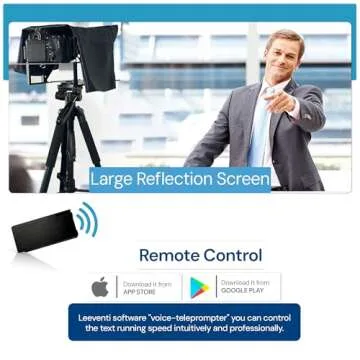 Leeventi Teleprompter 4.0 12" Compatible with iPad, Tablet, Smartphone and DSLR Camera, Remote or App Control, Compatible with Android and iOS, Ideal for Video Recording, Aluminum Alloy