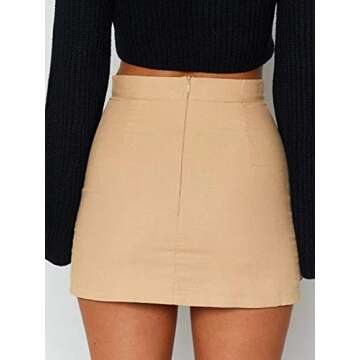 Justalwart Women's High Waist Mini Bodycon Skirt in Beige
