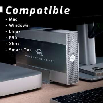 OWC Mercury Elite Pro 6TB External Hard Drive Enclosure for 3.5 Inch SATA Drives, USB 3.2 and USB-A/USB-C Thunderbolt Connection, Professional Plug n Play HDD Enclosure with Power Adapter